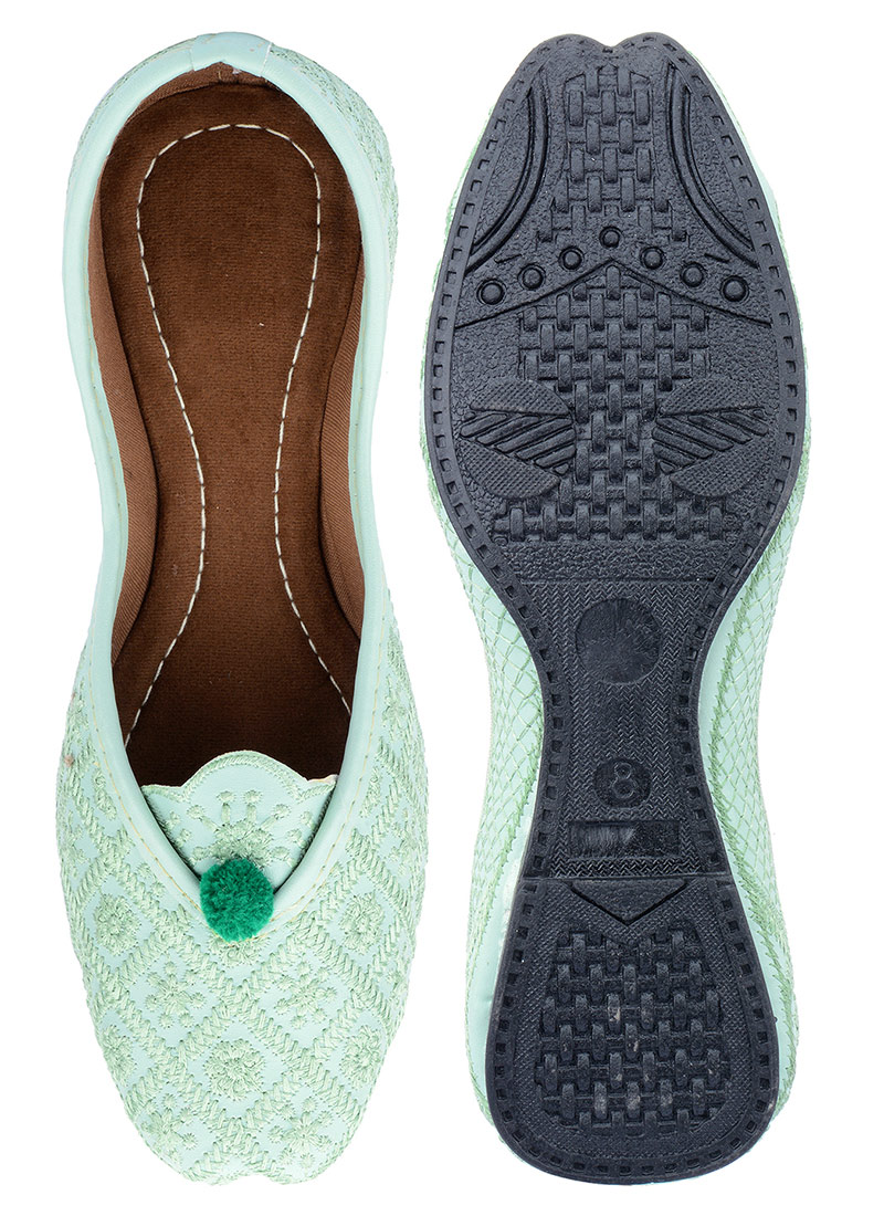 Sea Green Thread Work Juti