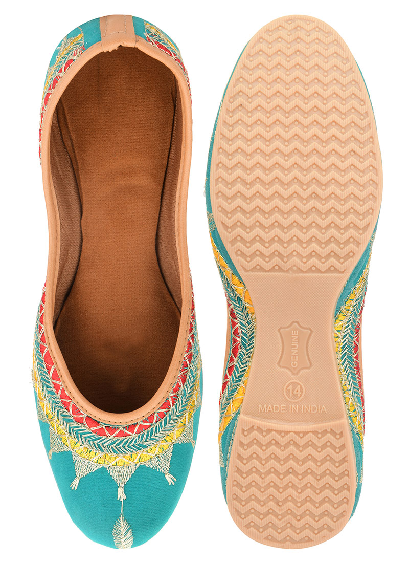 Sea Green Zari Work Juti