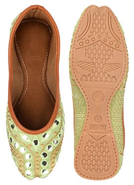 Sea Green Zari Work Juti