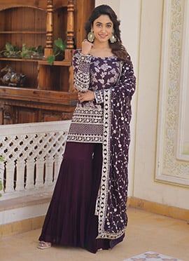 Serenity Ethereal Embroidered Sequins Sharara Suit