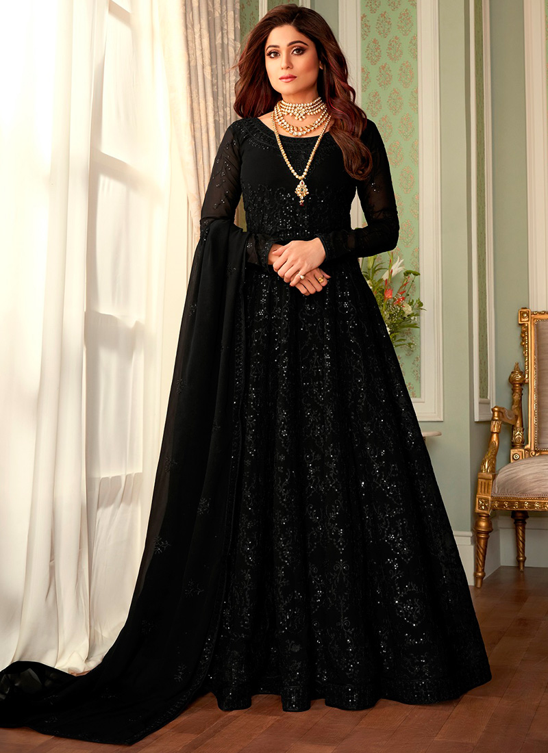 Buy Shamita Shetty Black Georgette 