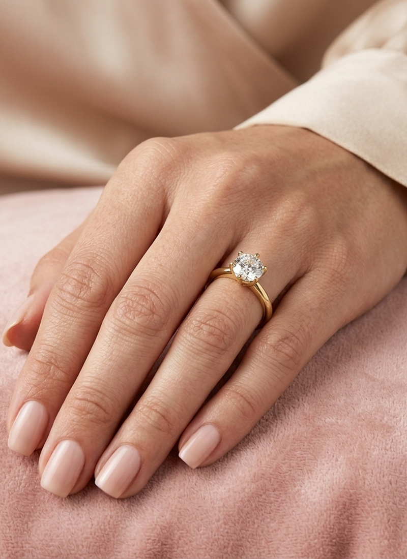 Shimmering Gold 925 Sterling Silver Moissanite Ring Wedding Wear