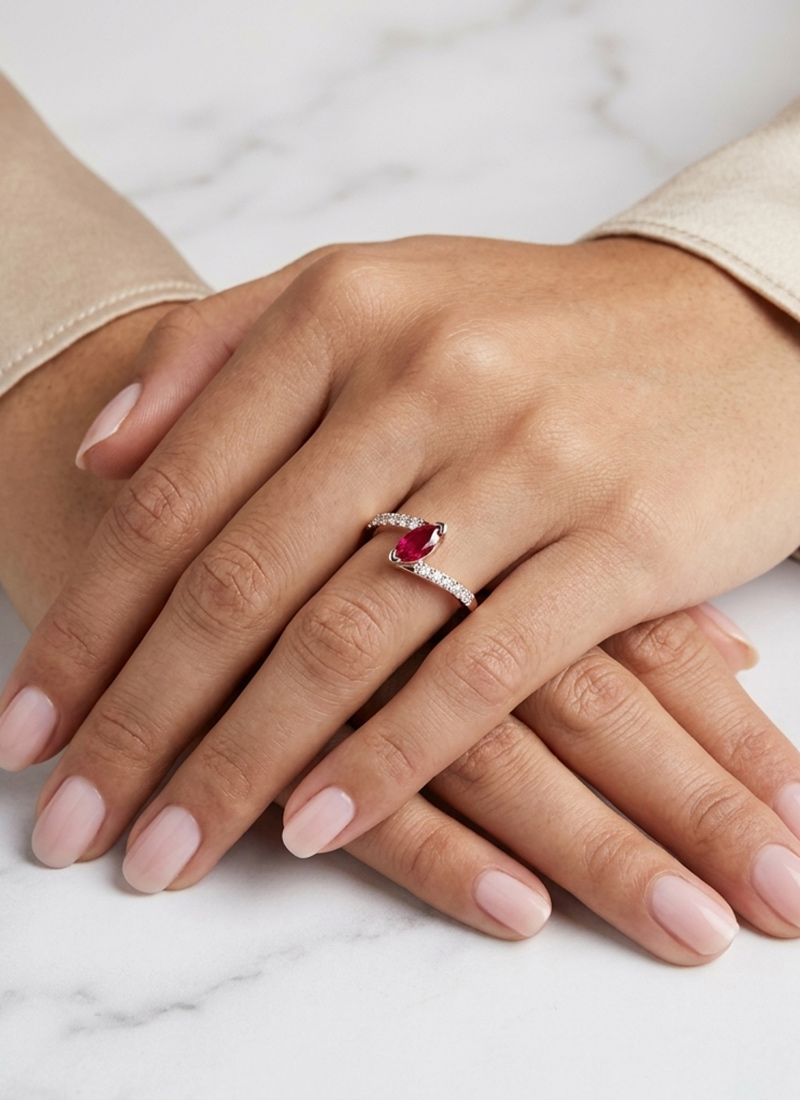 Shimmering Rose Gold Stone 925 Sterling Silver Moissanite Ring Wedding Wear