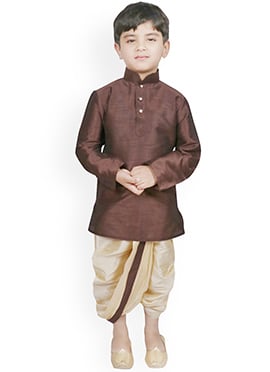 Silk Dupion Dhoti Style Kids Boys Kurta Pyjama