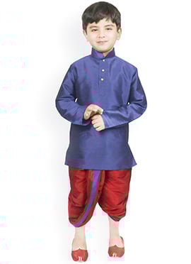 Silk Dupion Dhoti Style Kids Boys Kurta Pyjama