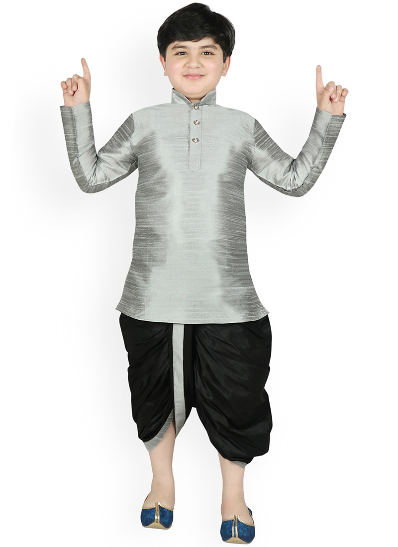 Silk Dupion Dhoti Style Kids Boys Kurta Pyjama Festive Wear