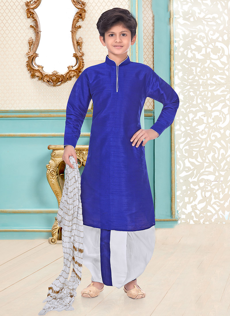 Silk Dupion Kids Boys Kurta Dhoti style Party Wear