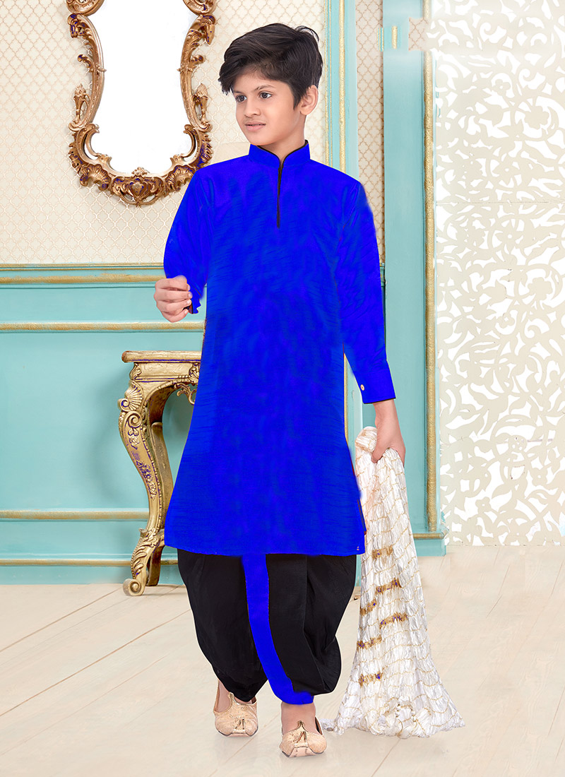 Silk Dupion Kids Boys Kurta Dhoti style Party Wear
