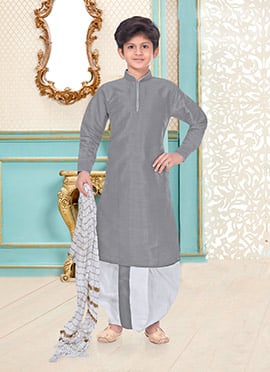 Silk Dupion Kids Boys Kurta Dhoti style