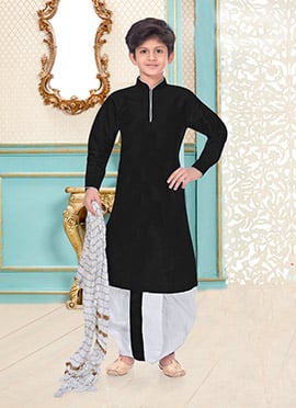 Silk Dupion Kids Boys Kurta Dhoti style