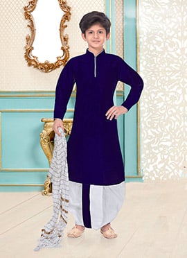 Silk Dupion Kids Boys Kurta Dhoti style