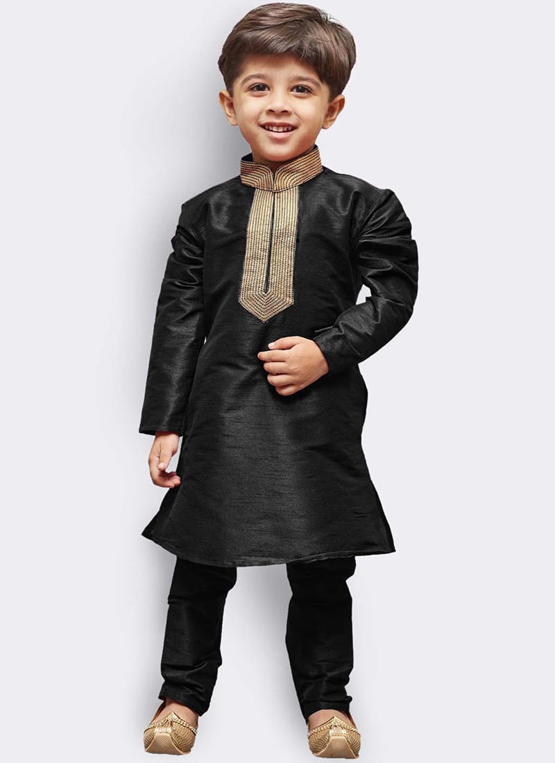 Silk Dupion Kids Boys Kurta Pyjama Party Wear