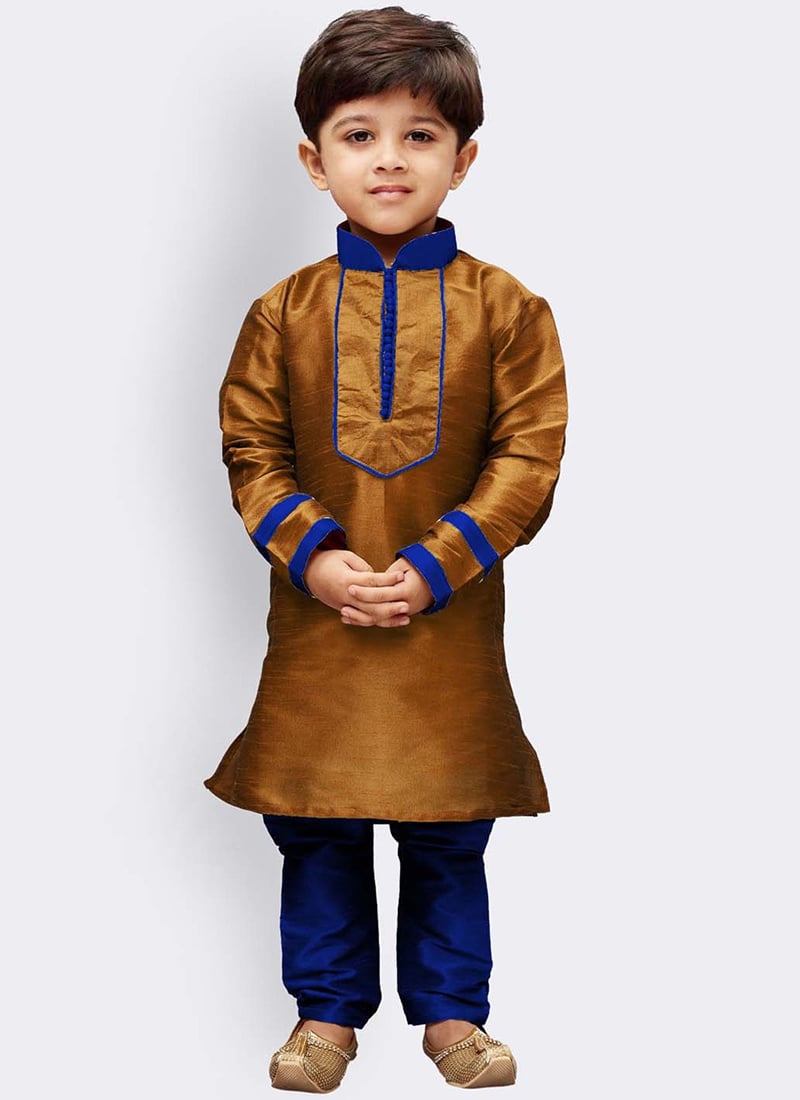 Silk Dupion Kids Boys Kurta Pyjama Party Wear