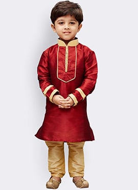 Silk Dupion Kids Boys Kurta Pyjama