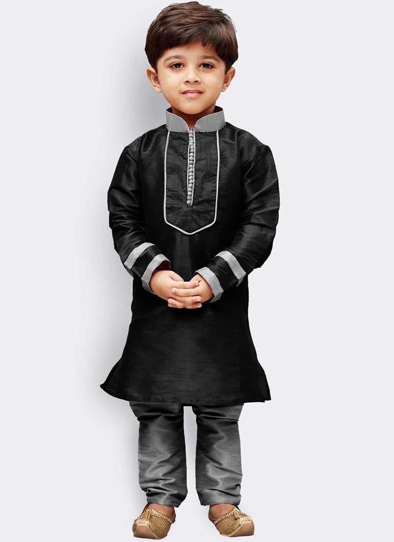Silk Dupion Kids Boys Kurta Pyjama Party Wear