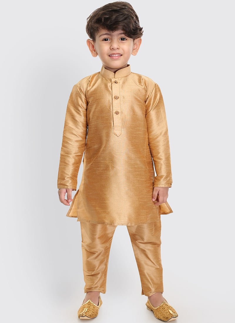 Silk Dupion Kids Boys Kurta Pyjama Party Wear
