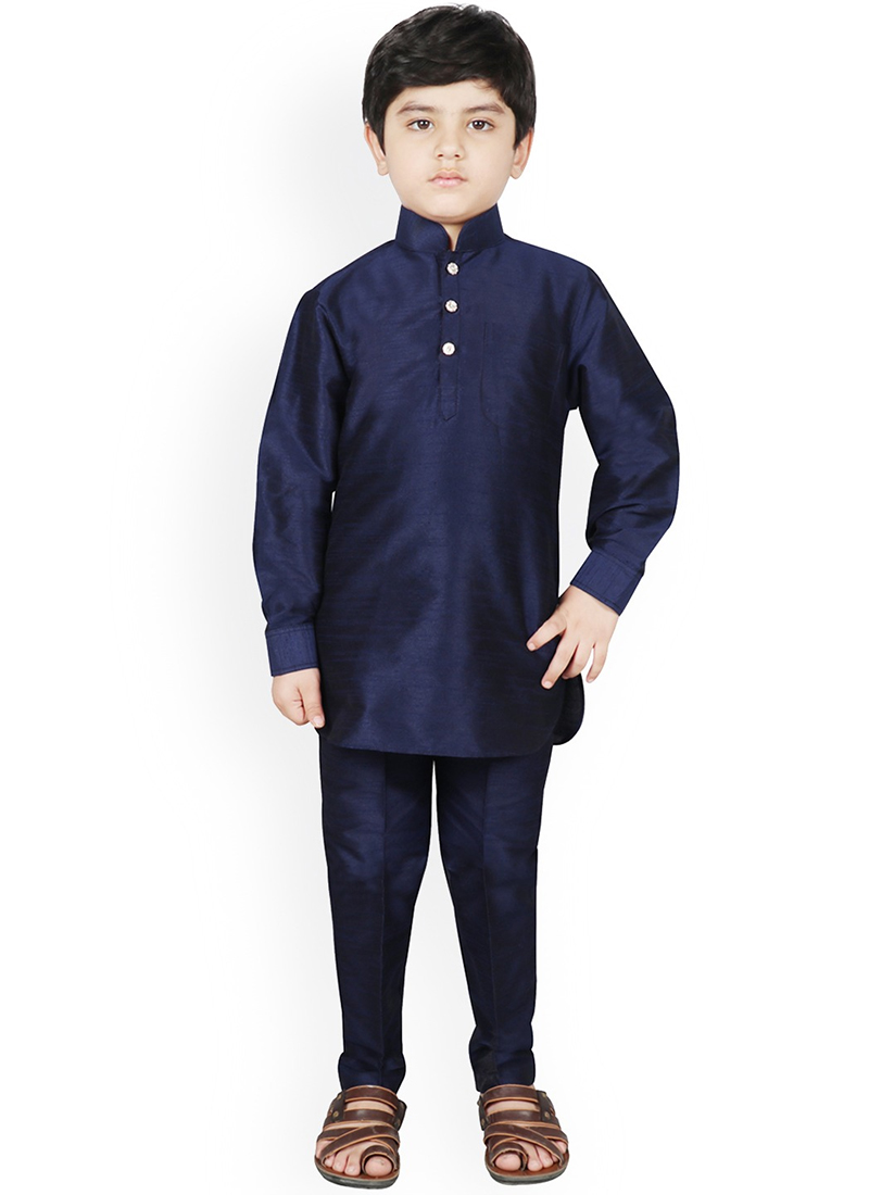 Silk Dupion Kids Boys Kurta Pyjama Festive Wear