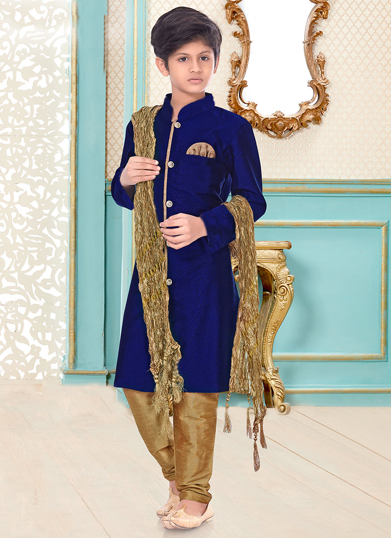 Silk Dupion Kids Boys Kurta Pyjama Party Wear