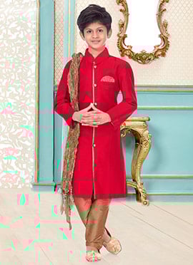 Silk Dupion Kids Boys Kurta Pyjama