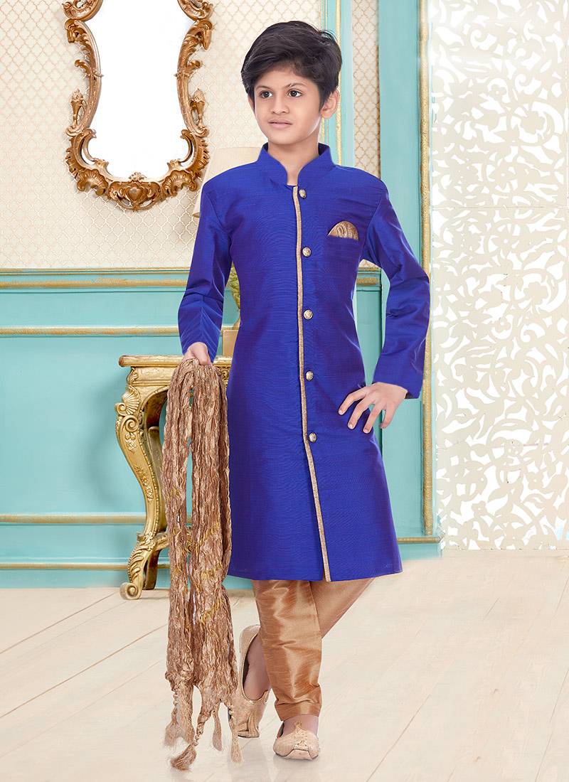 Silk Dupion Kids Boys Kurta Pyjama Party Wear