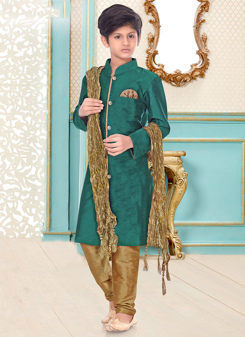 Silk Dupion Kids Boys Kurta Pyjama Party Wear