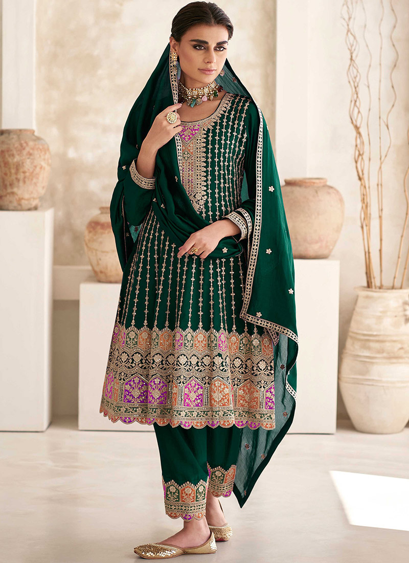 Silk Embroidered Sequins Anarkali Suit Party Wear