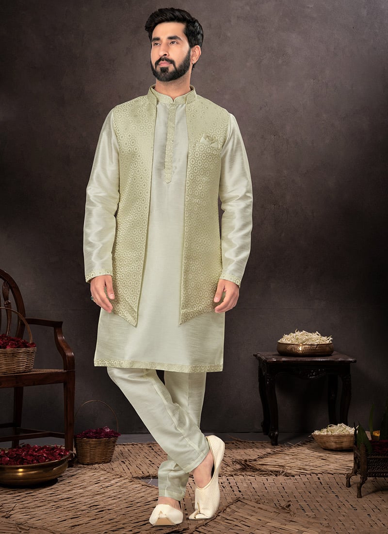 Silk Jacquard Bandi Set Party Wear