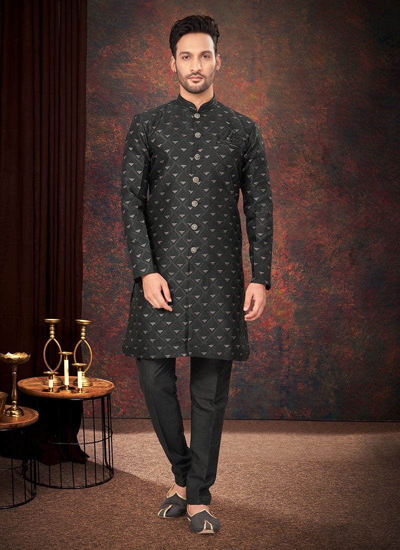 Silk Jacquard Indowestern Sherwani Party Wear
