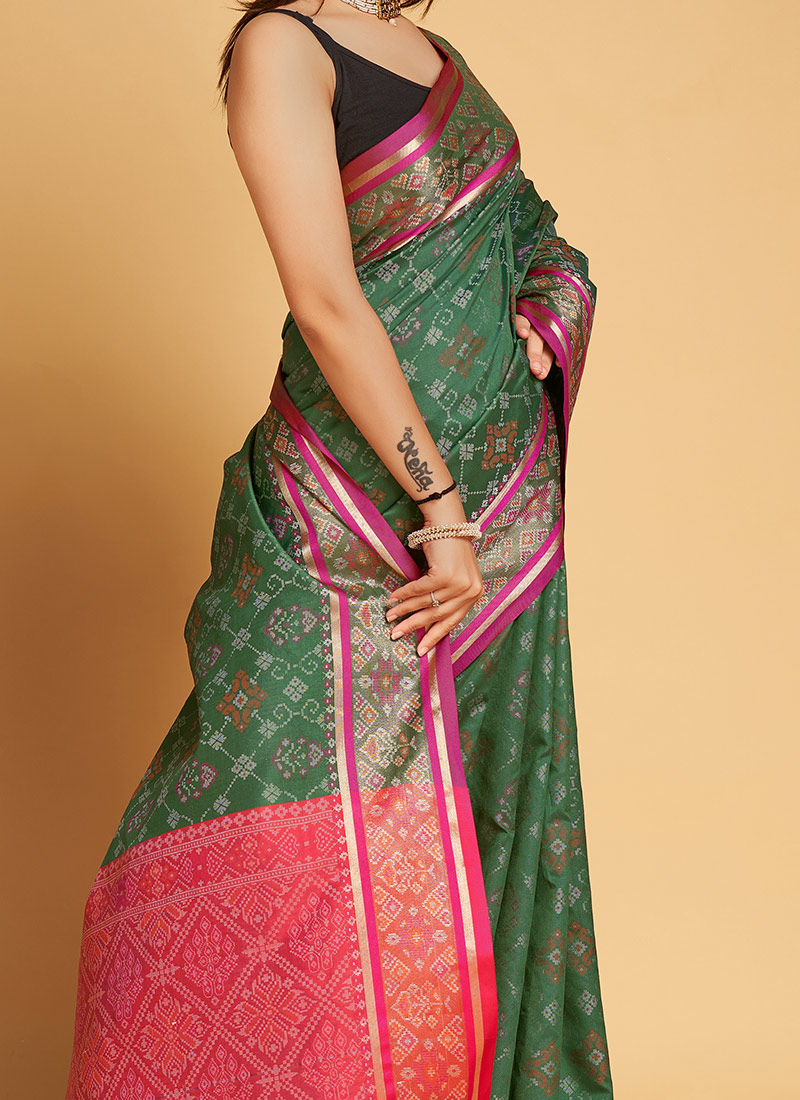 Purple Woven Meenakari Ikkat Designer Patola Silk Ceremonial Saree main image 1