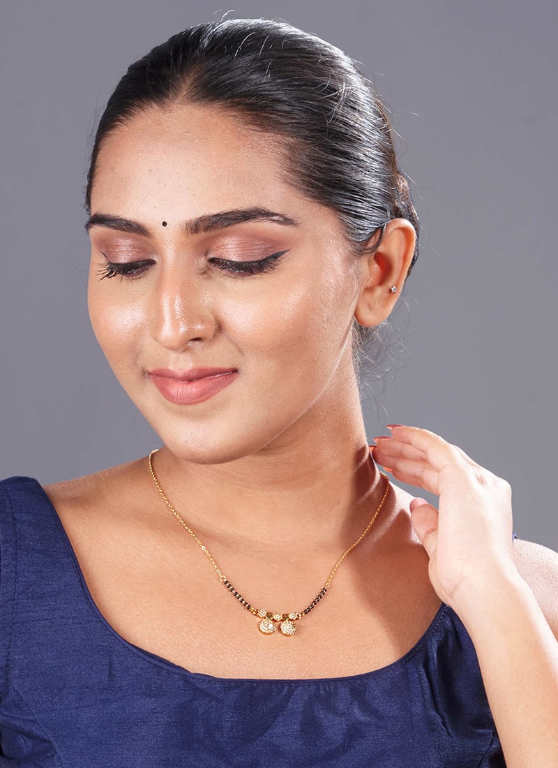 Silver Beads And Stone Work Mangalsutra Festive Wear