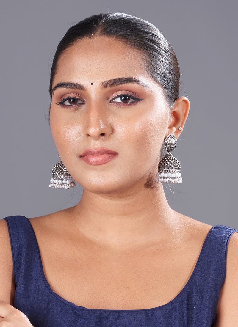 Silver Beads Jhumka Festive Wear