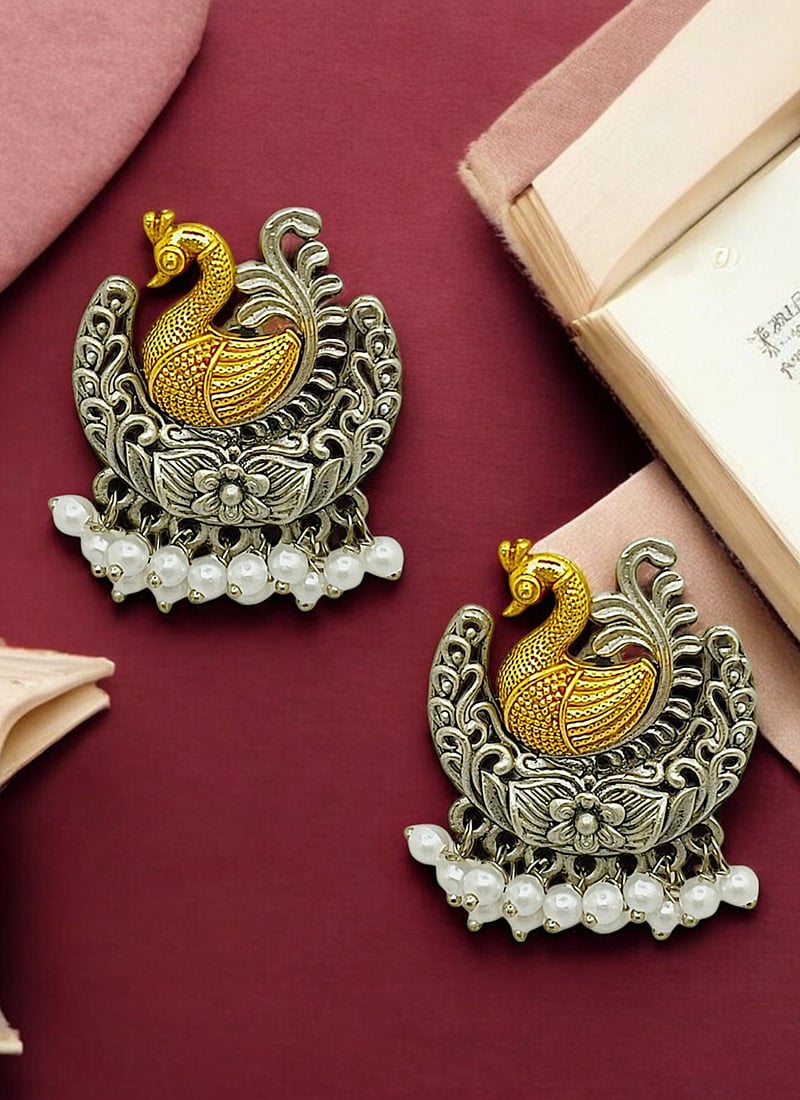 Silver Beads Oxidised Drops Festive Wear