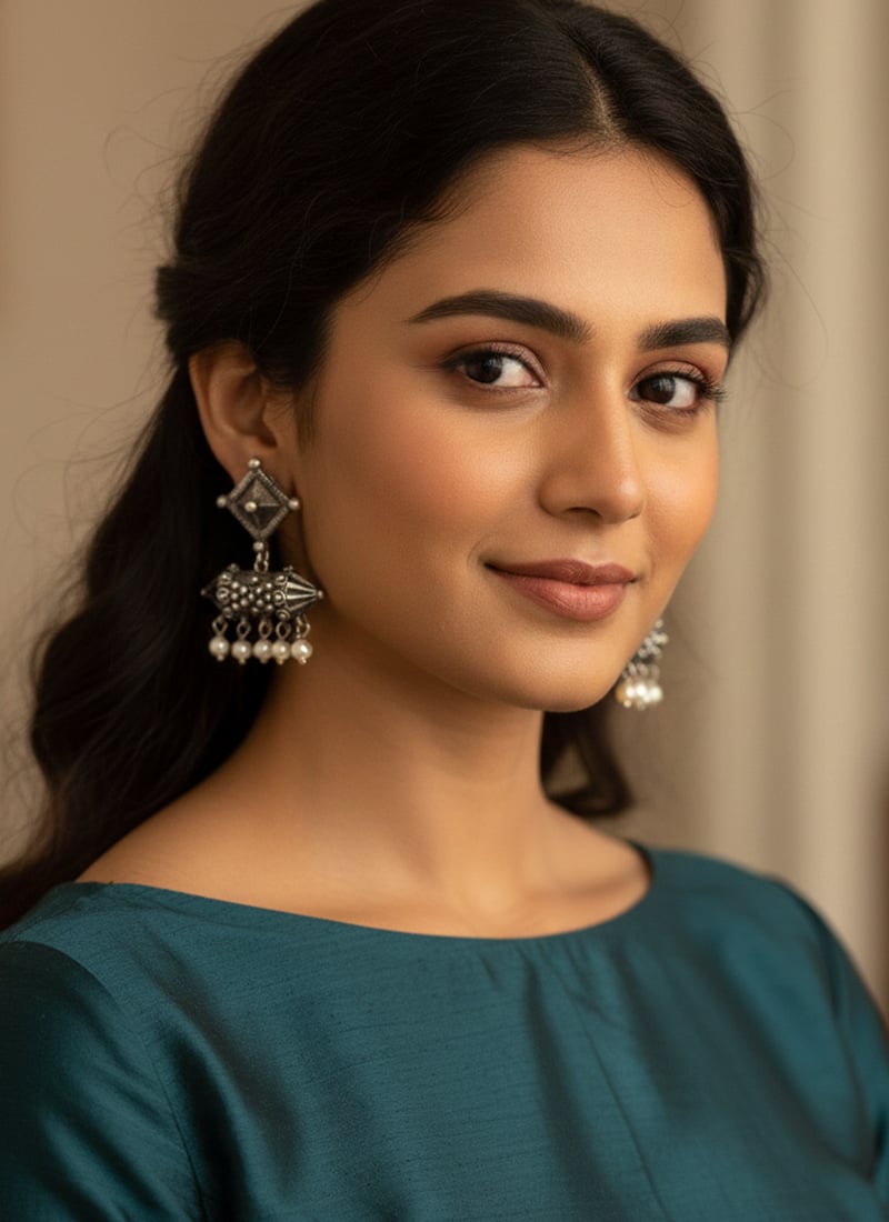 Silver Beads Work  Graceful Drop Earrings After Six Wear