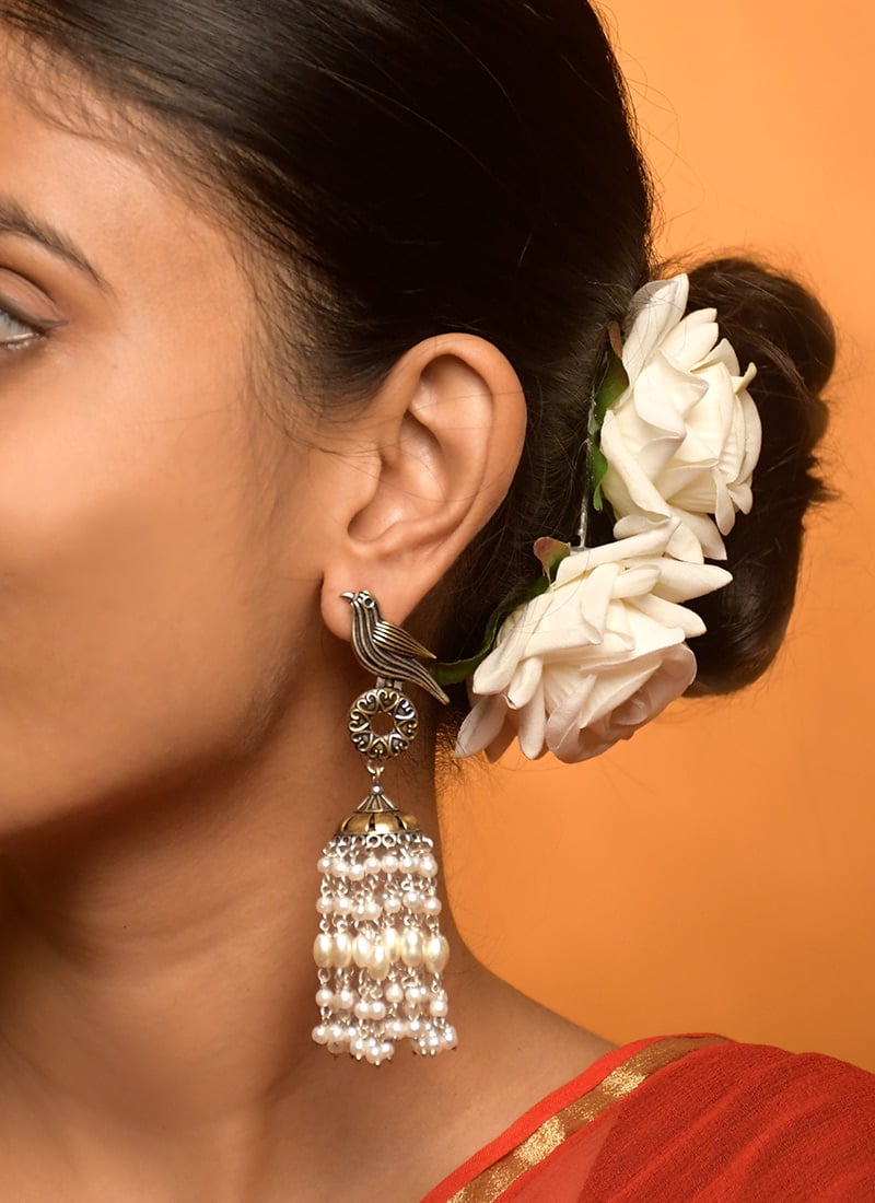 Silver Beads Work Stunning Jhumka After Six Wear