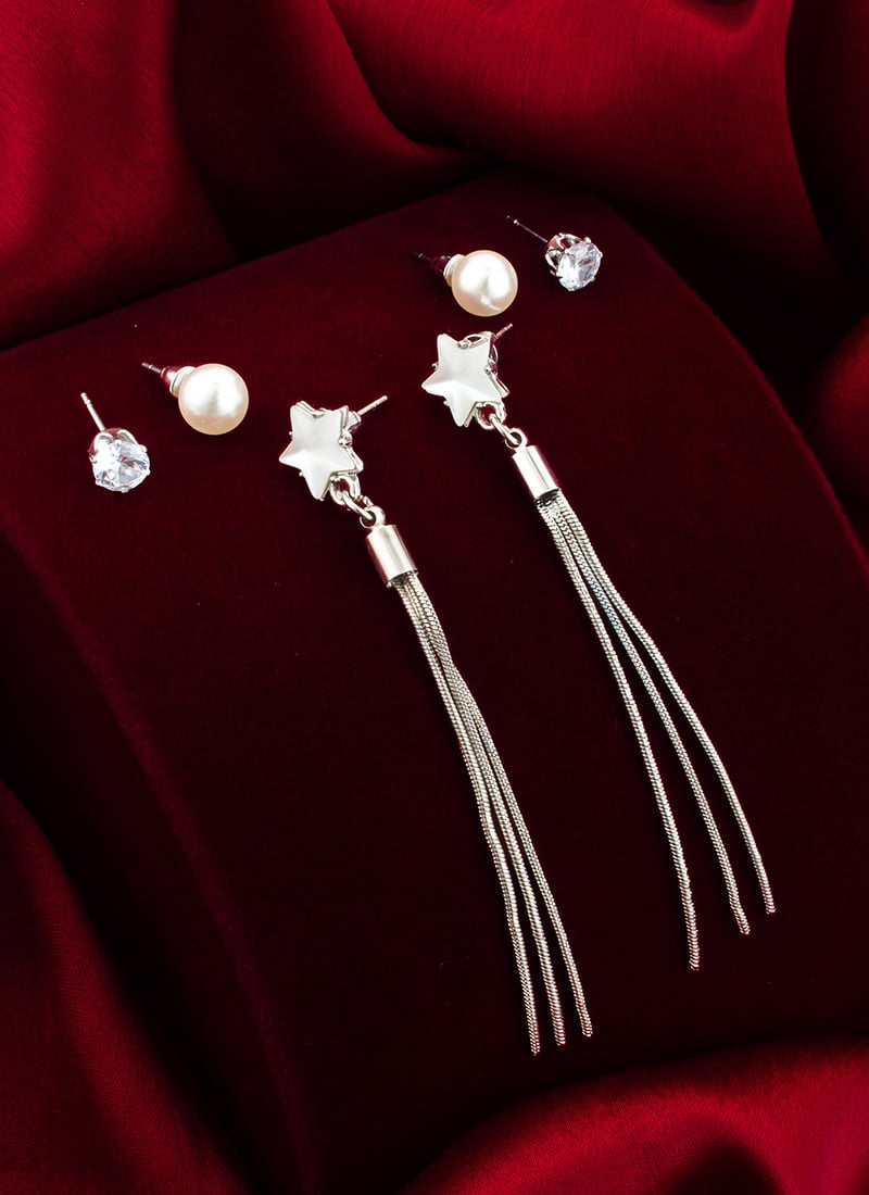 Silver Crystals Danglers After Six Wear