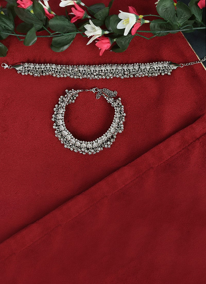 Silver Designer Anklets Festive Wear