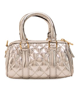 Silver Faux Leather Hand Bag
