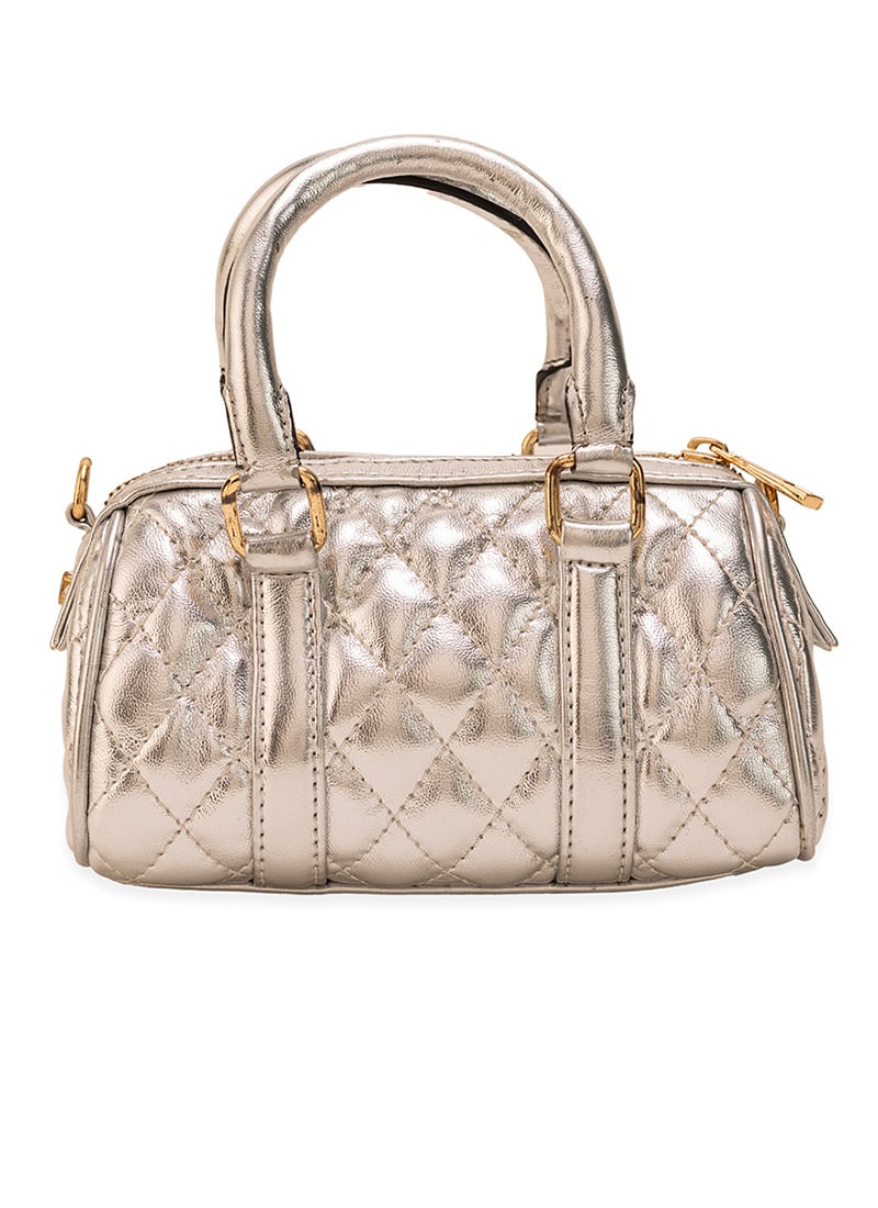 Silver Faux Leather Hand Bag Wedding Wear