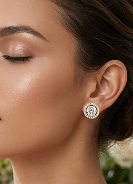 Silver Golden Plated 925 Sterling Silver Moissanite Stone Stud Earrings