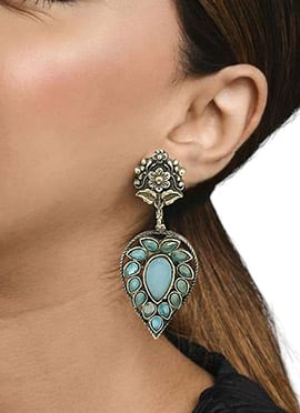 Silver Kundan Adorned Danglers