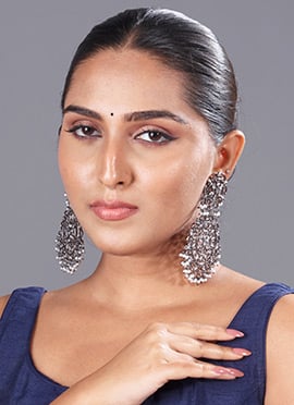 Silver Kundan And Beads Chandeliers