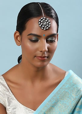 Silver Kundan And Stone Mangtikka