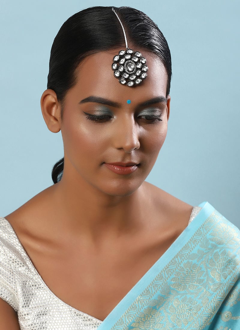 Silver Kundan And Stone Mangtikka Festive Wear