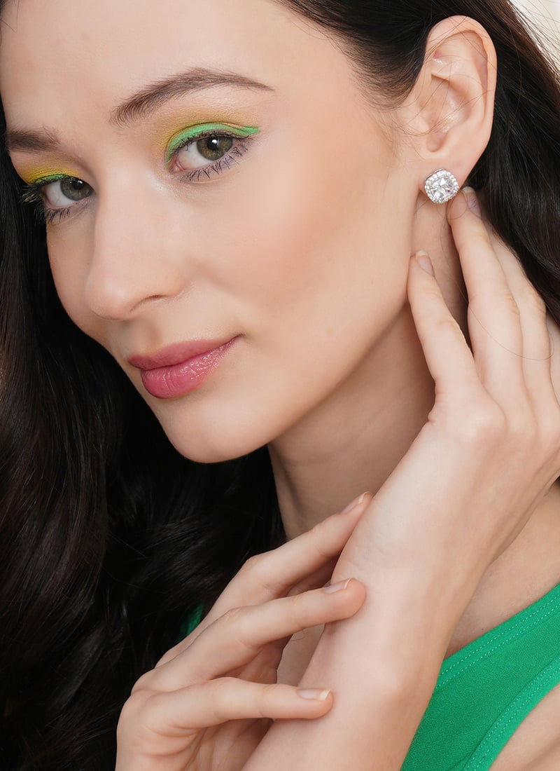 Silver Kundan And Stones Studs Festive Wear