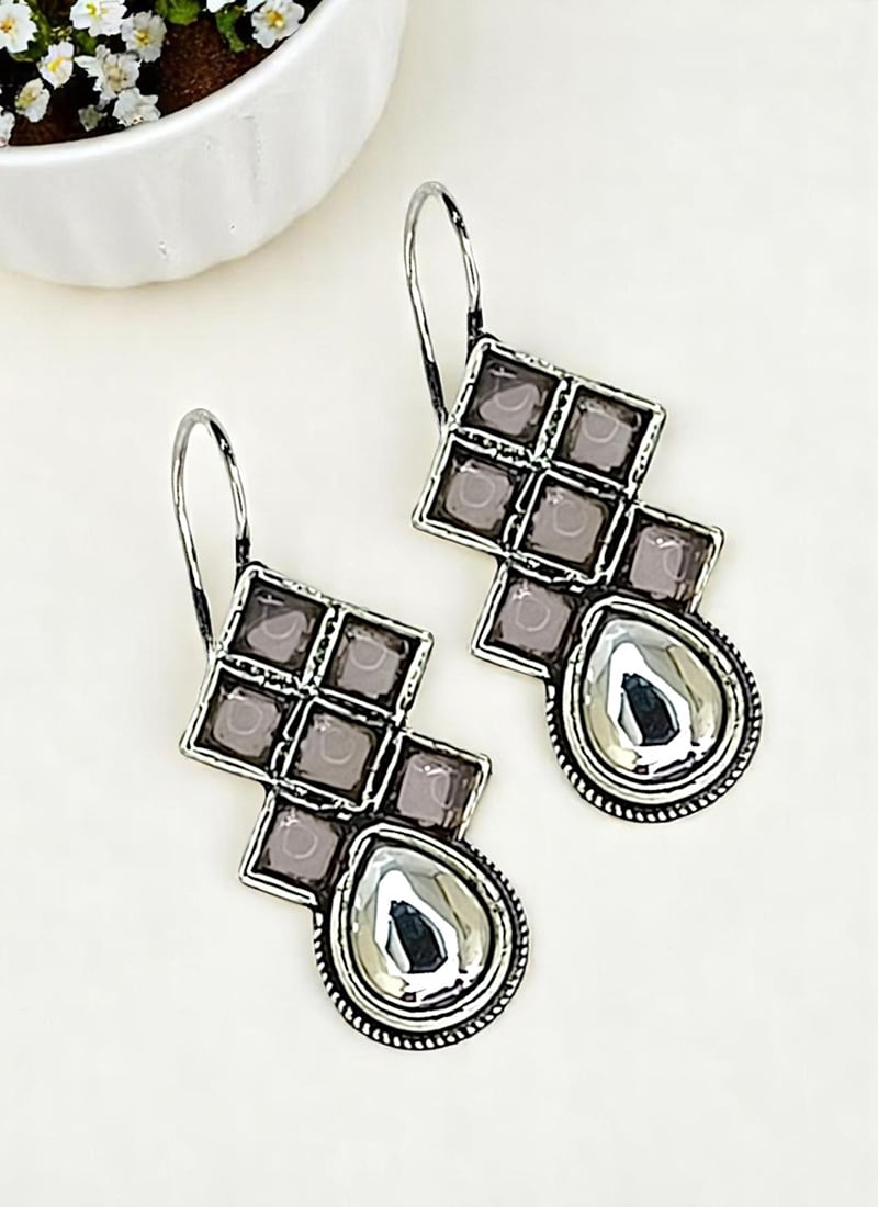 Silver Kundan Drops