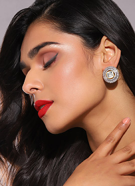 Silver Kundan Stones Studs