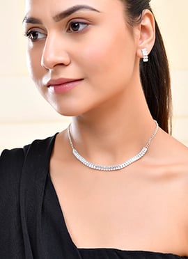 Silver Kundan Work Necklace