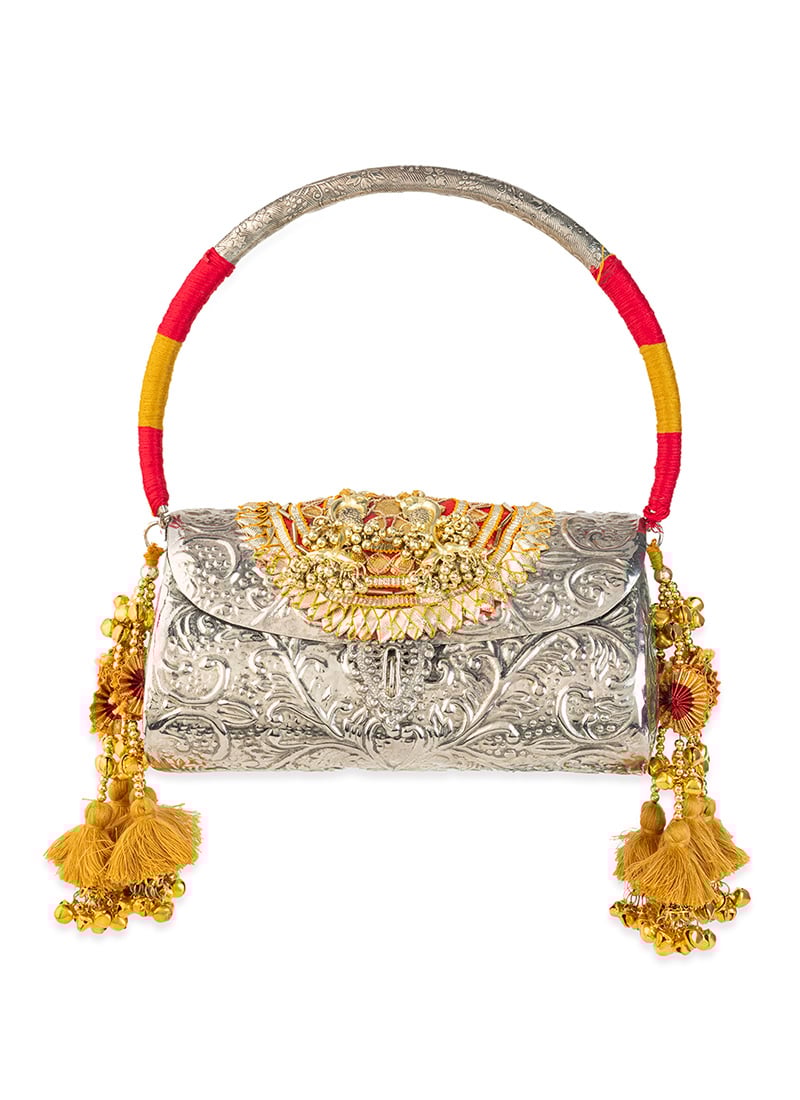 Silver Metallic Gota Zari Hand Bag Wedding Wear