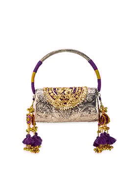 Silver Metallic Gota Zari Hand Bag