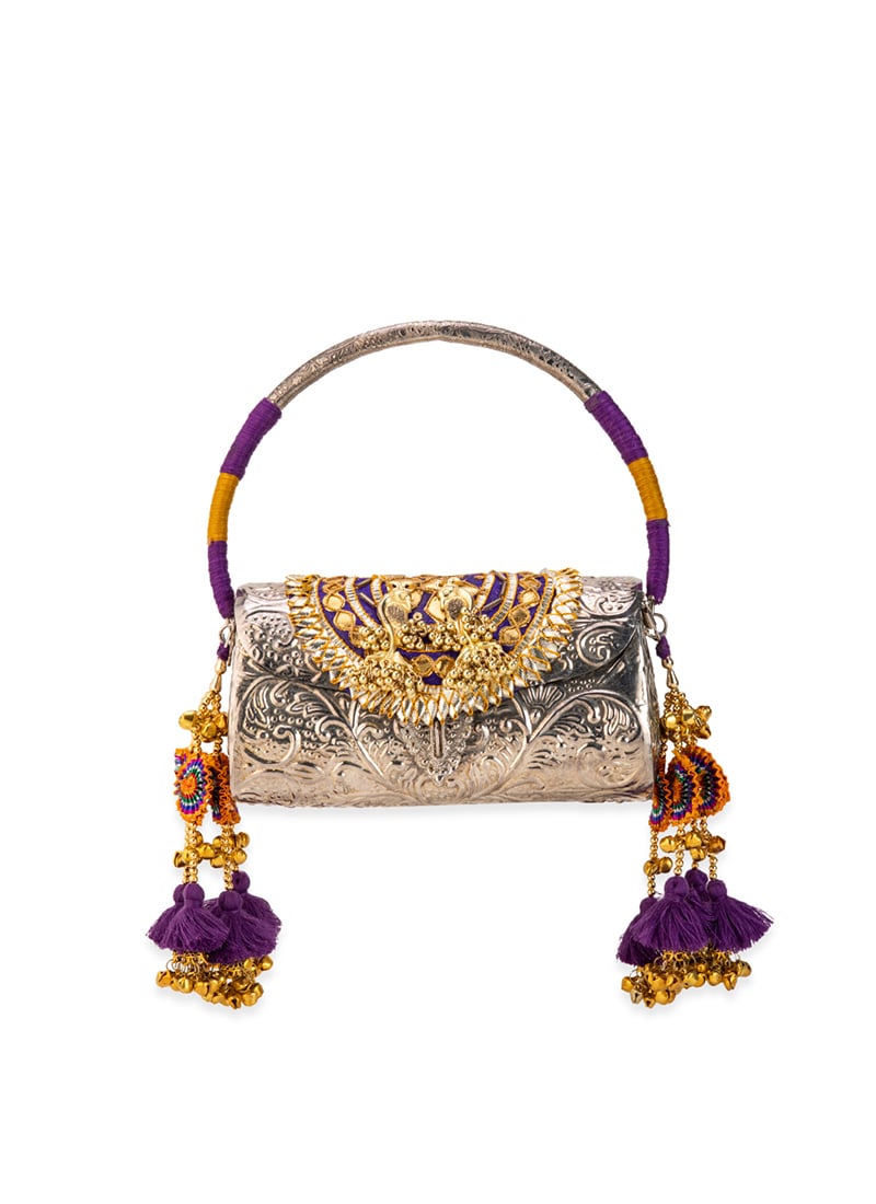 Silver Metallic Gota Zari Hand Bag Wedding Wear